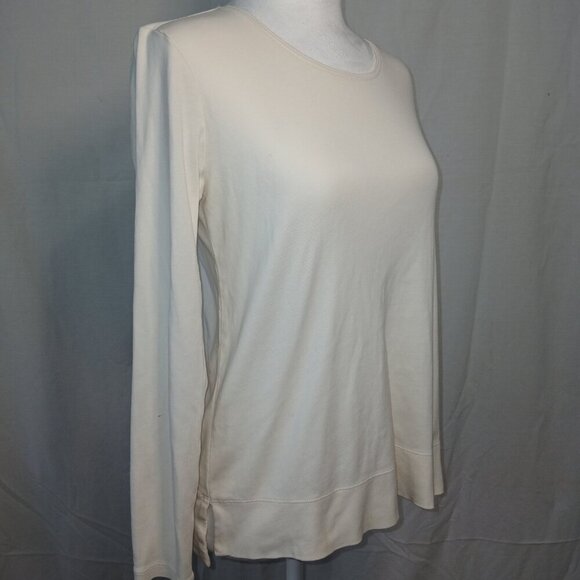 J.JILL PERFECT PIMA, IMCREAM, HIGH\LOW LONG SLEEVE TOP, SIZE SMALL PETITE - Picture 2 of 7